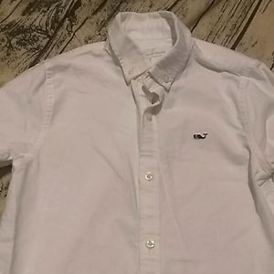 Boys vineyard Vines whale logo button down dress shirt size 7 long sleeve white